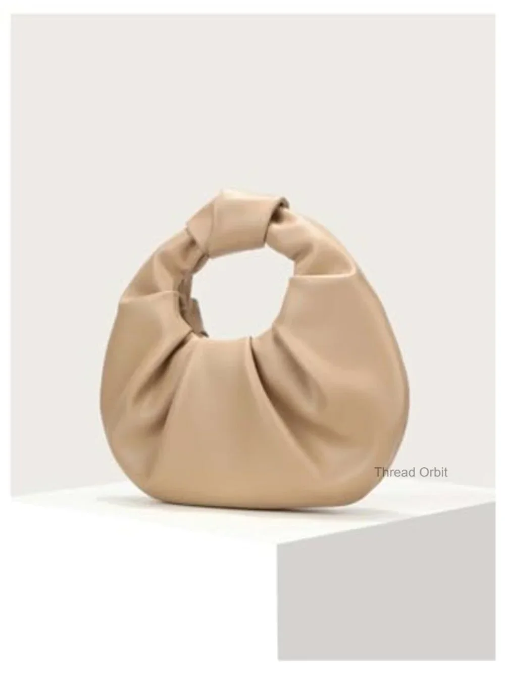 PU Leather Ruched Hobo Shoulder Bag Clutch Evening Purse